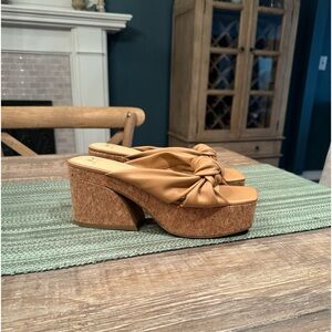 Marc Fisher leather and cork platform sandals